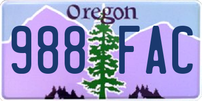 OR license plate 988FAC