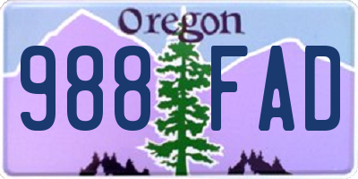 OR license plate 988FAD