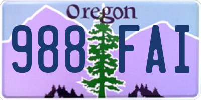 OR license plate 988FAI