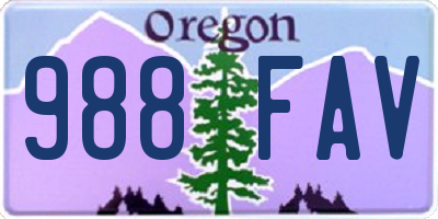 OR license plate 988FAV