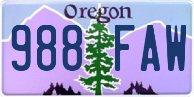 OR license plate 988FAW