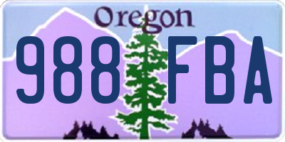 OR license plate 988FBA