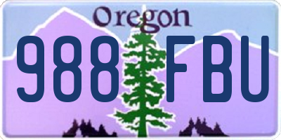 OR license plate 988FBU
