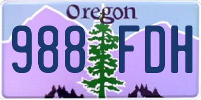 OR license plate 988FDH