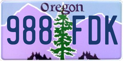 OR license plate 988FDK
