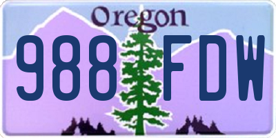 OR license plate 988FDW