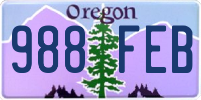 OR license plate 988FEB
