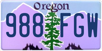 OR license plate 988FGW