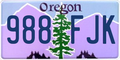 OR license plate 988FJK
