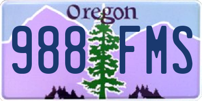 OR license plate 988FMS