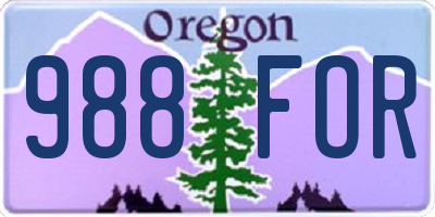 OR license plate 988FOR