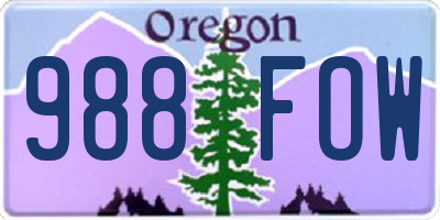 OR license plate 988FOW
