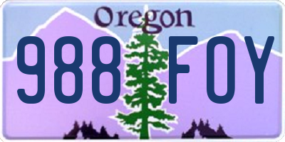 OR license plate 988FOY
