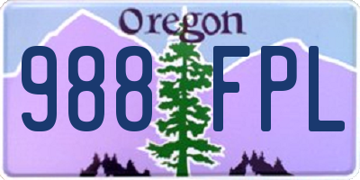 OR license plate 988FPL