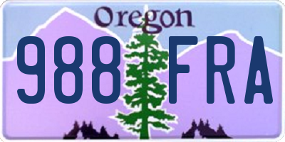 OR license plate 988FRA