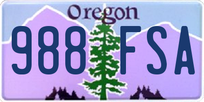 OR license plate 988FSA