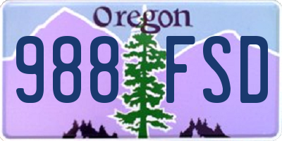 OR license plate 988FSD