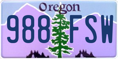 OR license plate 988FSW