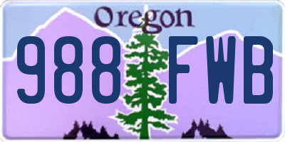 OR license plate 988FWB