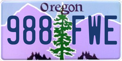 OR license plate 988FWE