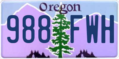 OR license plate 988FWH
