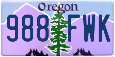 OR license plate 988FWK