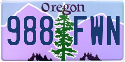 OR license plate 988FWN