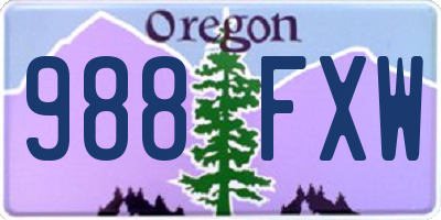 OR license plate 988FXW