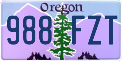 OR license plate 988FZT