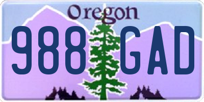 OR license plate 988GAD