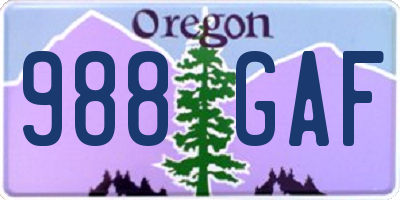 OR license plate 988GAF