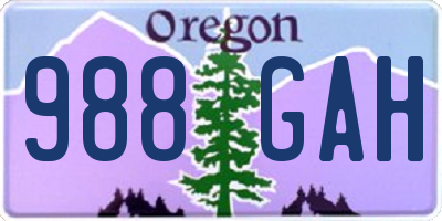 OR license plate 988GAH