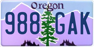 OR license plate 988GAK