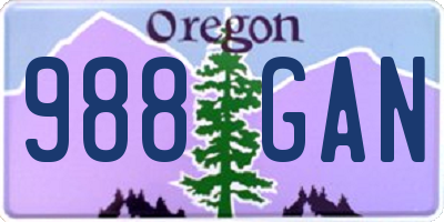 OR license plate 988GAN