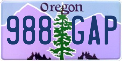 OR license plate 988GAP