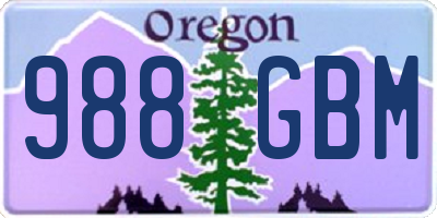 OR license plate 988GBM