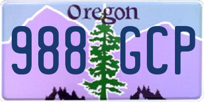 OR license plate 988GCP