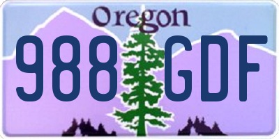OR license plate 988GDF