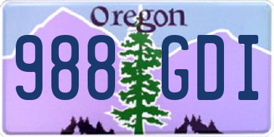 OR license plate 988GDI