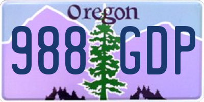 OR license plate 988GDP