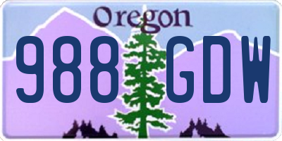 OR license plate 988GDW