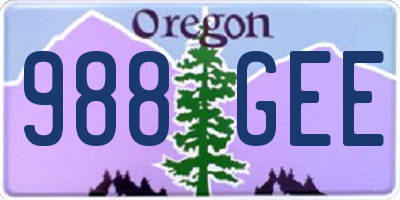 OR license plate 988GEE