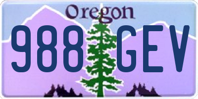 OR license plate 988GEV
