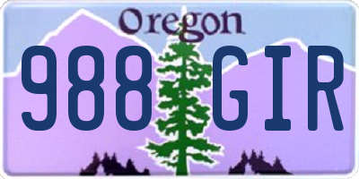 OR license plate 988GIR