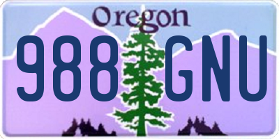 OR license plate 988GNU