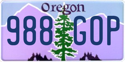 OR license plate 988GOP