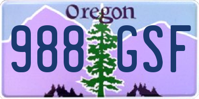 OR license plate 988GSF