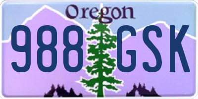OR license plate 988GSK