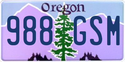 OR license plate 988GSM