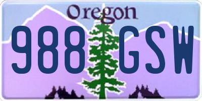 OR license plate 988GSW